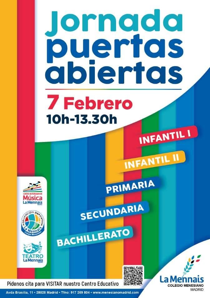 Quiero asistir a las XV jornadas de puertas abiertas del Colegio Menesiano de Madrid